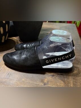 EUC Givenchy Black LEATHER Rivington Slingback Mules